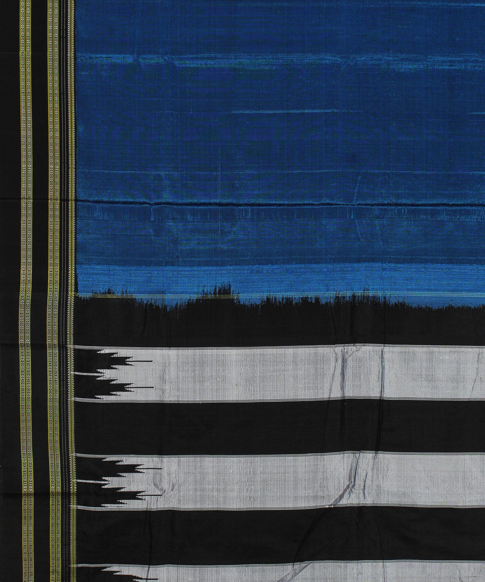 Navy blue black gayatri border cotton art silk handloom ilkal saree