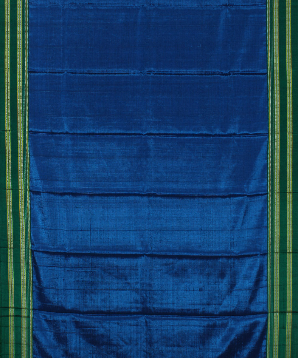 Navy blue green gayatri border cotton art silk handloom ilkal saree