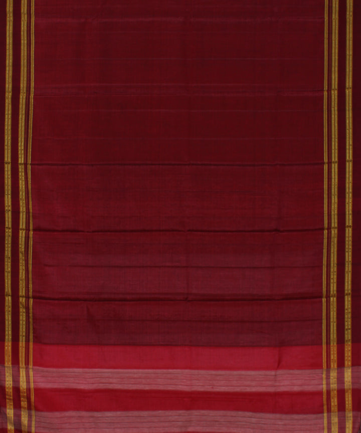 Maroon maroon gayatri border cotton art silk handloom ilkal saree