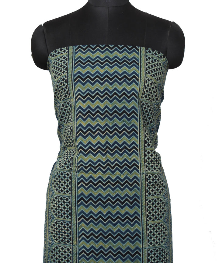 3m indigo ajrakh hand printed cotton kurta material