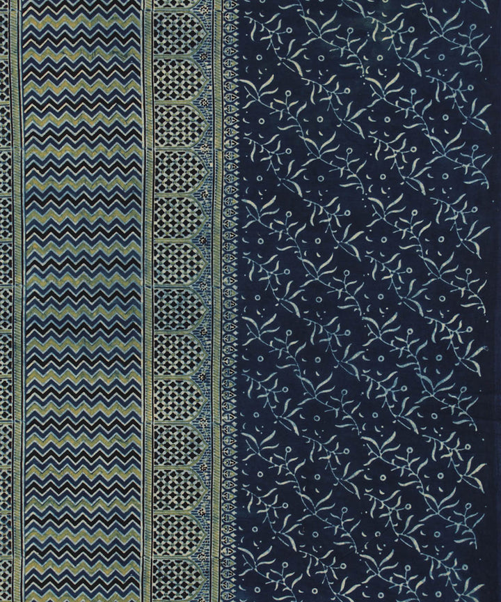 3m indigo ajrakh hand printed cotton kurta material