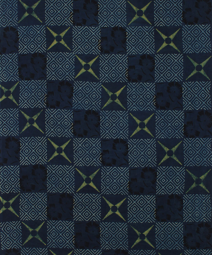 3m indigo ajrakh hand printed cotton kurta material