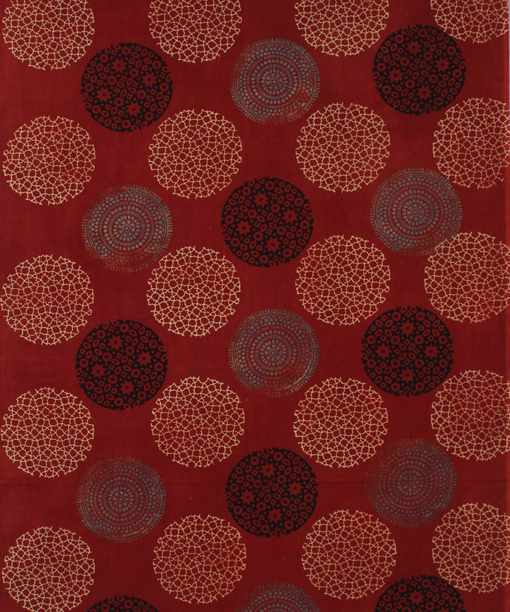 3m red hand cotton ajrakh printed kurta material