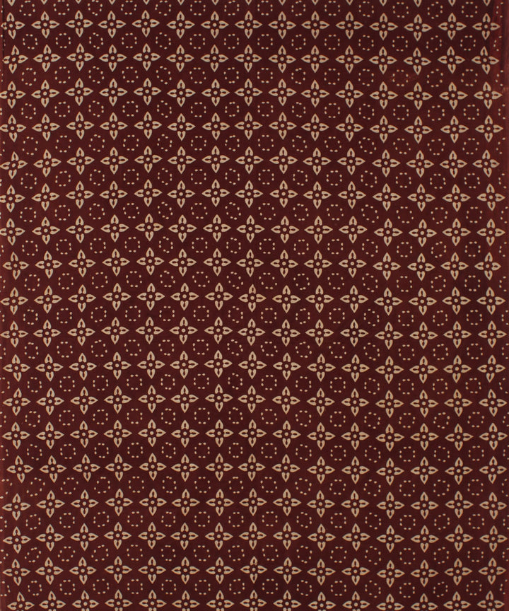 3m maroon hand printed ajrakh cotton kurta material