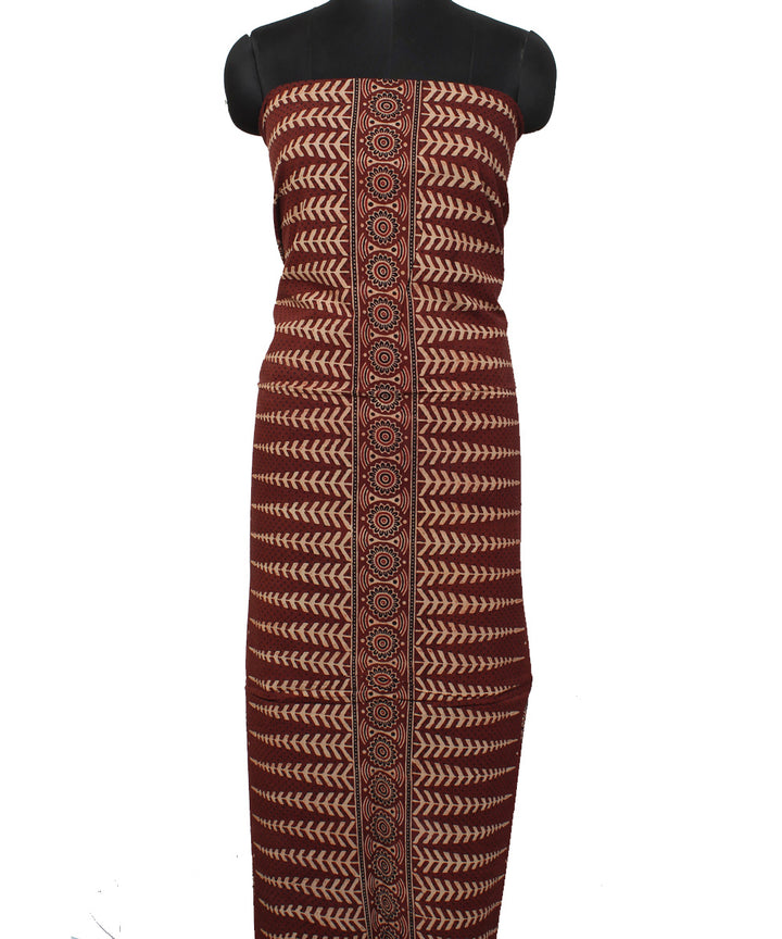 3m maroon hand ajrakh printed cotton kurta material