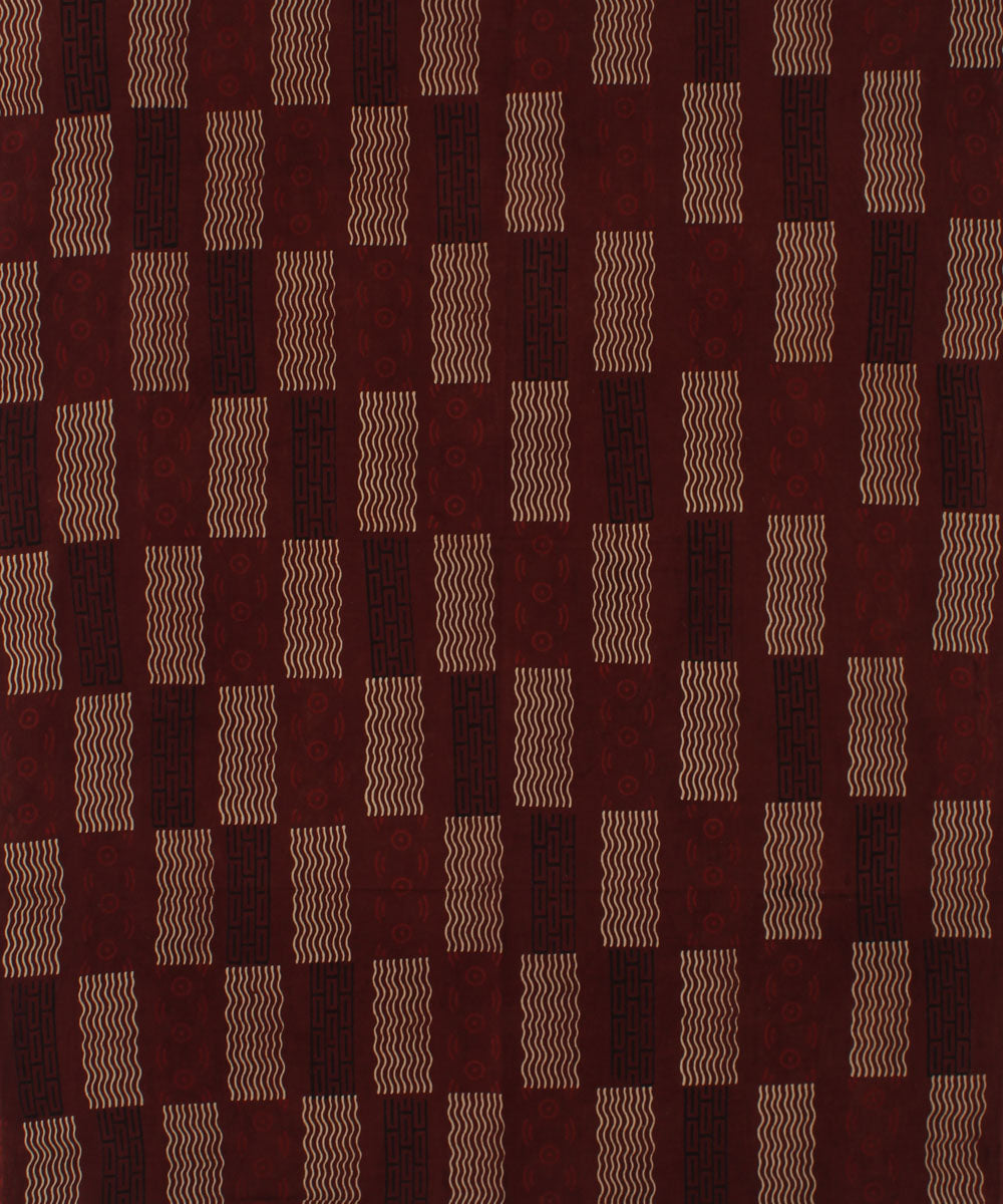 3m maroon cotton hand printed ajrakh kurta material