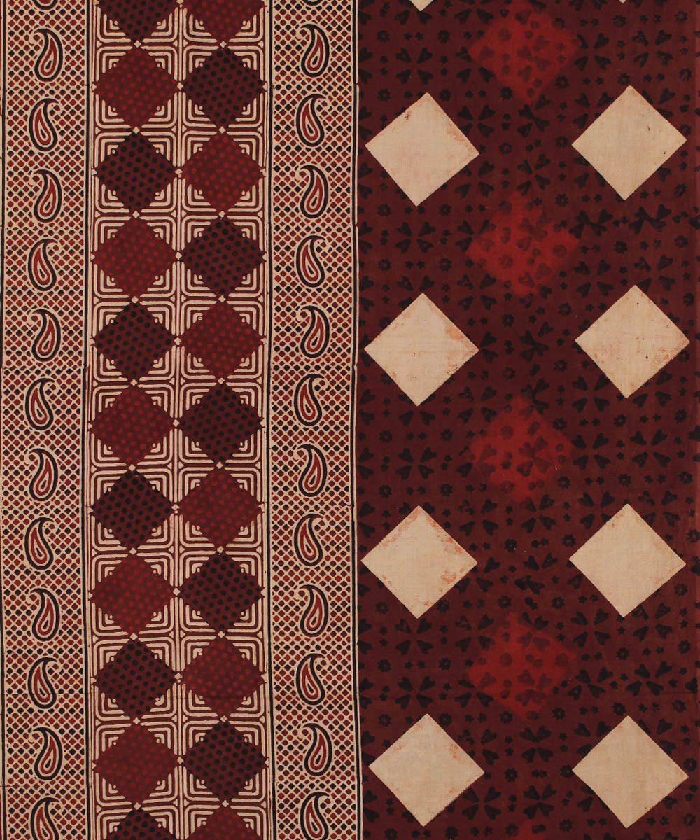 3m maroon ajrakh kurta hand printed cotton material