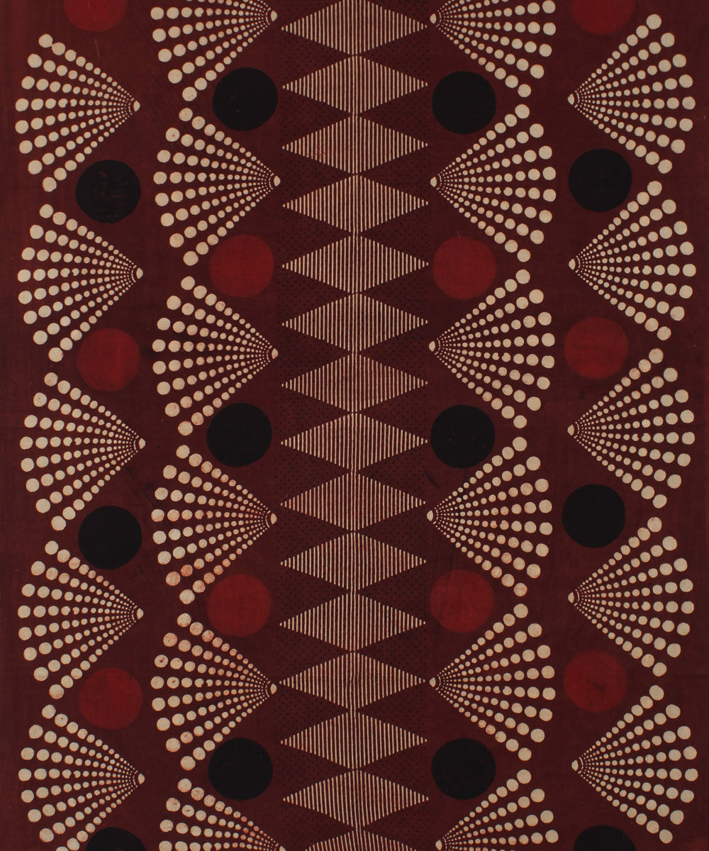 3m maroon cotton ajrakh kurta hand printed material