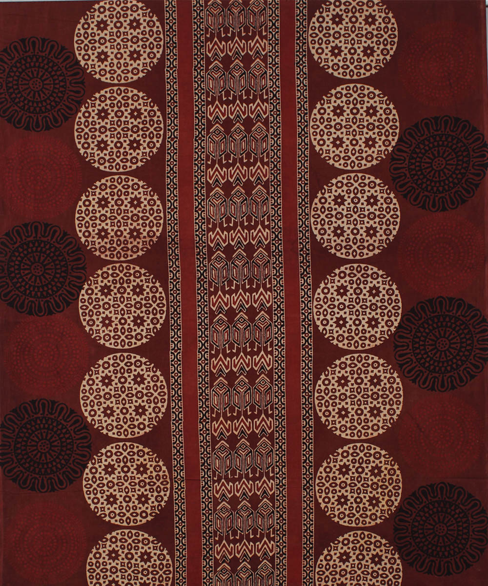 3m maroon cotton ajrakh hand printed kurta material