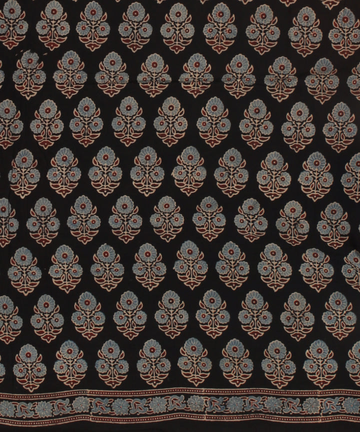 Black multicolor cotton hand printed ajrakh saree