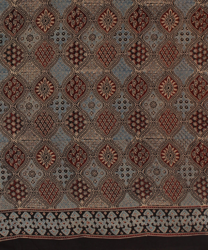 Black indigo cotton printed ajrakh saree