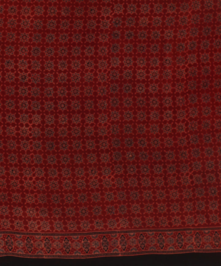 Black red cotton ajrakh hand printed saree