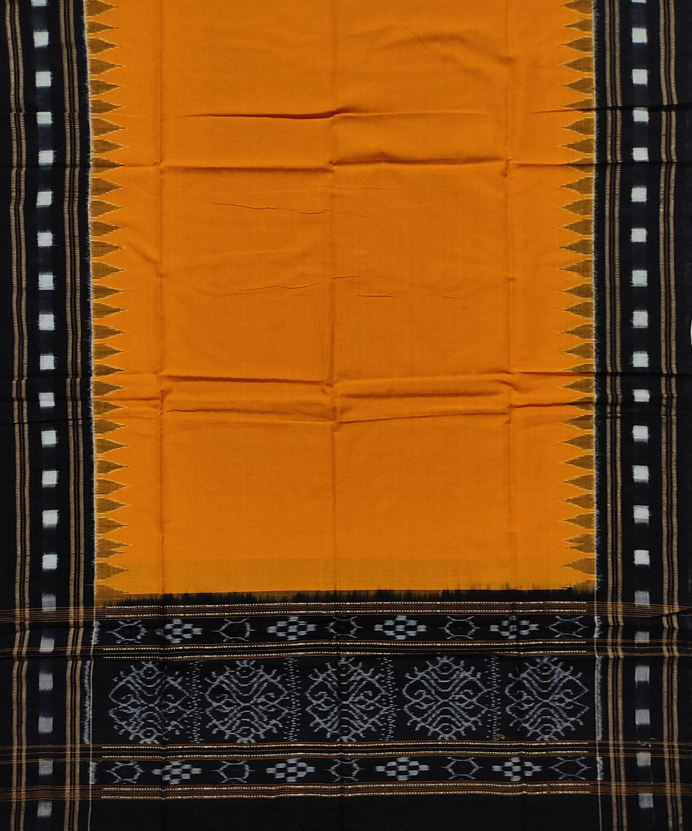 3pc Yellow black handloom cotton double ikat sambalpuri dress material