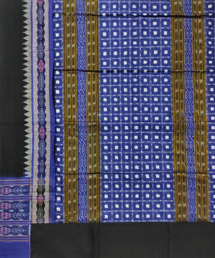 3pc Blue black handwoven cotton double ikat sambalpuri dress material