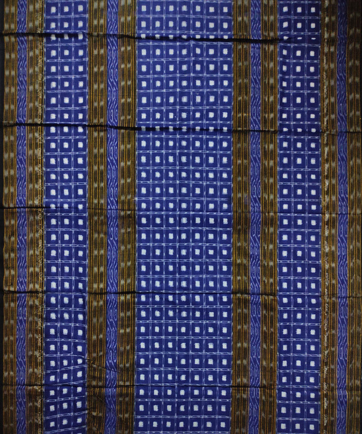 3pc Blue black handwoven cotton double ikat sambalpuri dress material