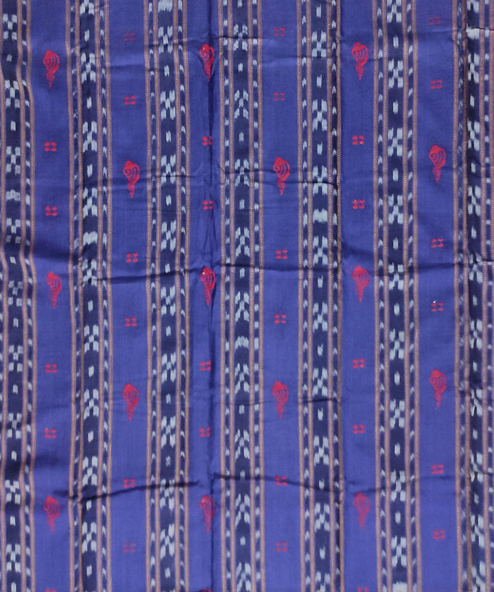 Navy blue red bomkai handloom cotton dress material