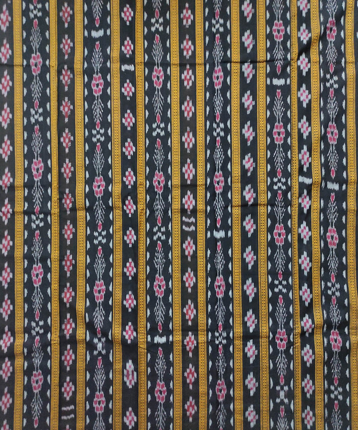 Black yellow handloom cotton sambalpuri sticthed border dress material