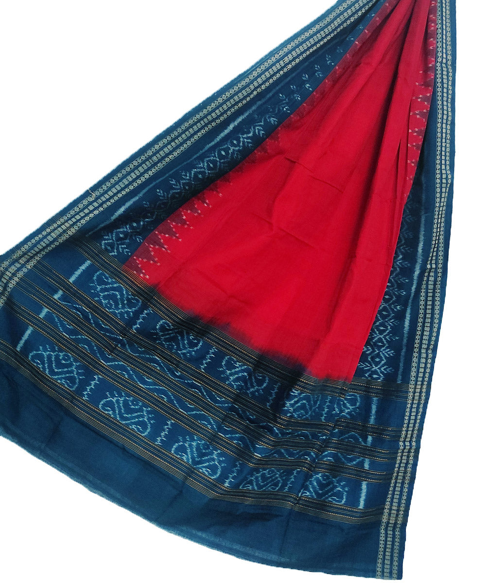 Red blue handloom cotton sambalpuridupatta