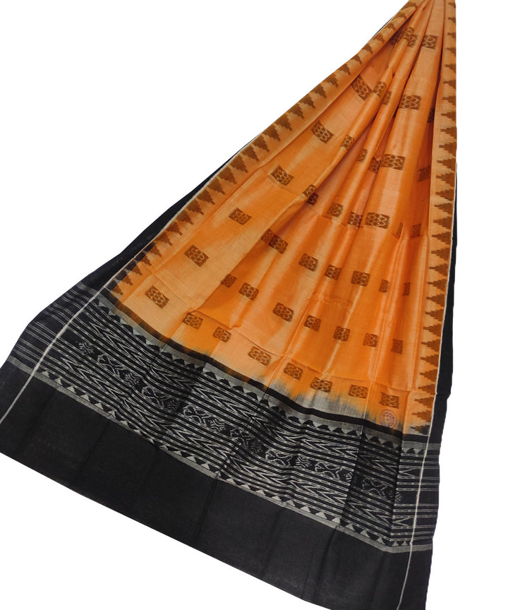 Beige black handloom cotton sambalpuri dupatta
