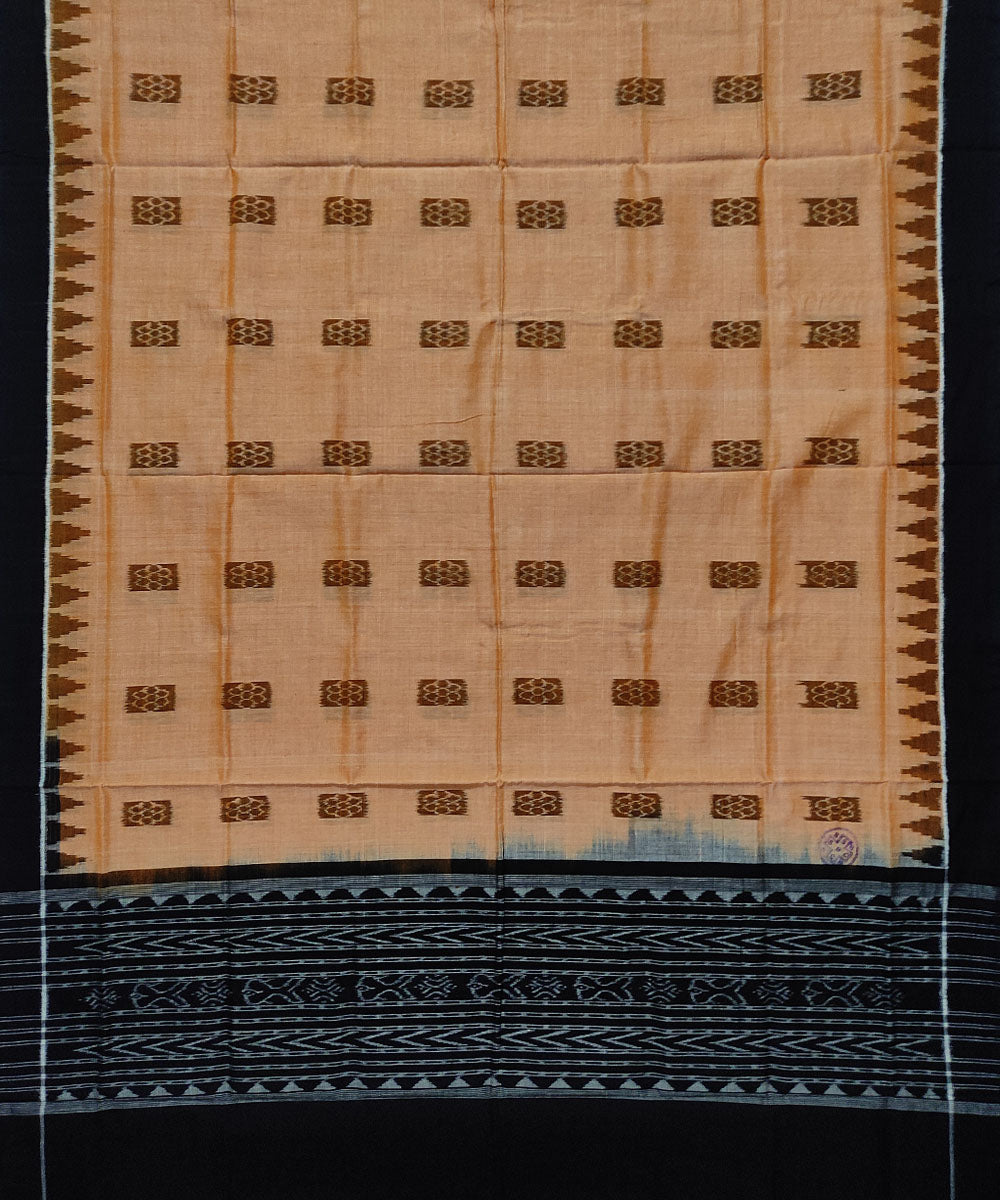 Beige black handloom cotton sambalpuri dupatta