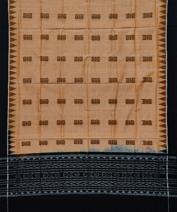 Beige black handloom cotton sambalpuri dupatta