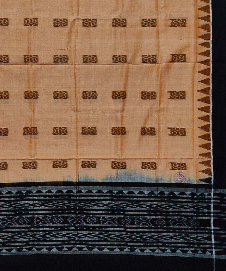 Beige black handloom cotton sambalpuri dupatta