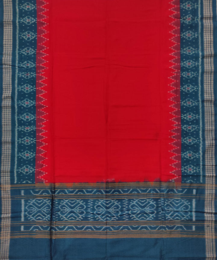 Red tourquoise blue handwoven cotton sambalpuri dupatta