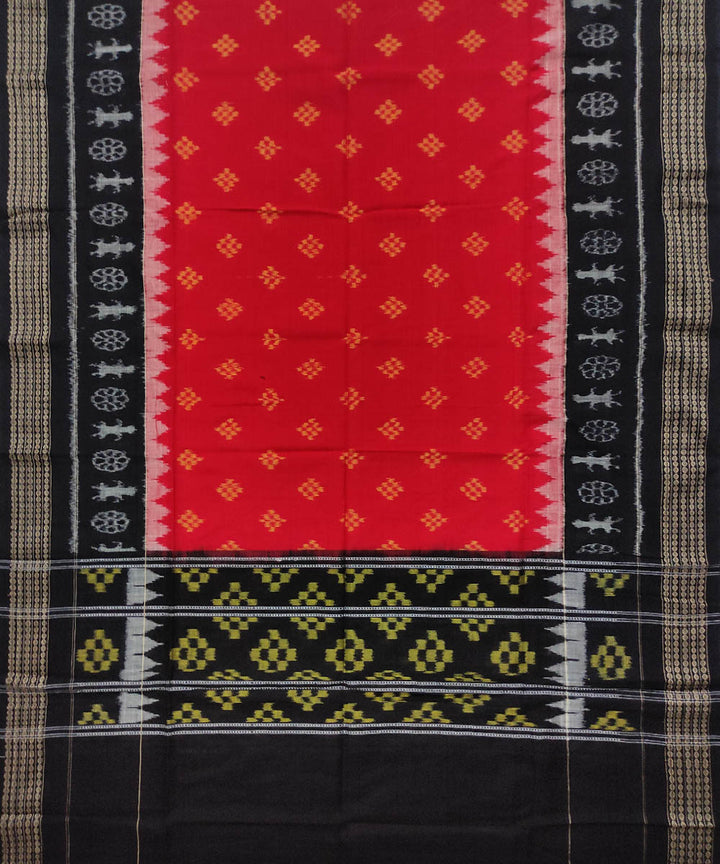 Red black handwoven sambalpuri cotton dupatta