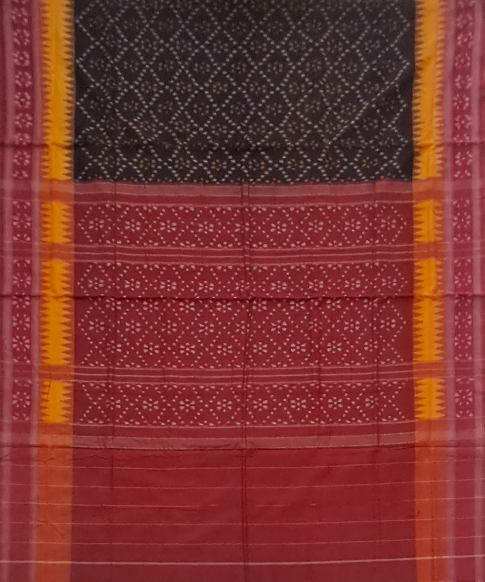 Brown maroon cotton handloom sambalpuri saree