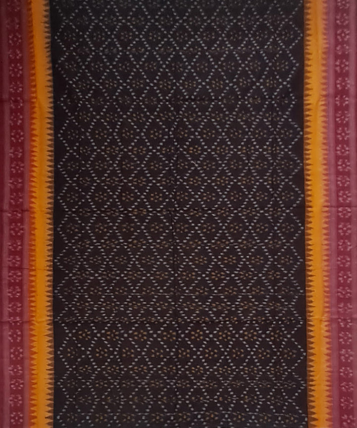 Brown maroon cotton handloom sambalpuri saree