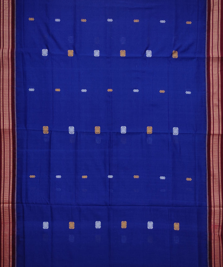 Navy blue maroon cotton handloom bomkai saree