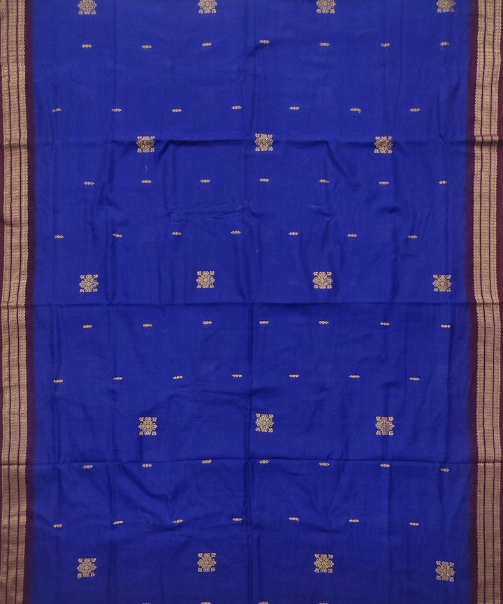 Royal blue maroon handloom bomkai cotton saree