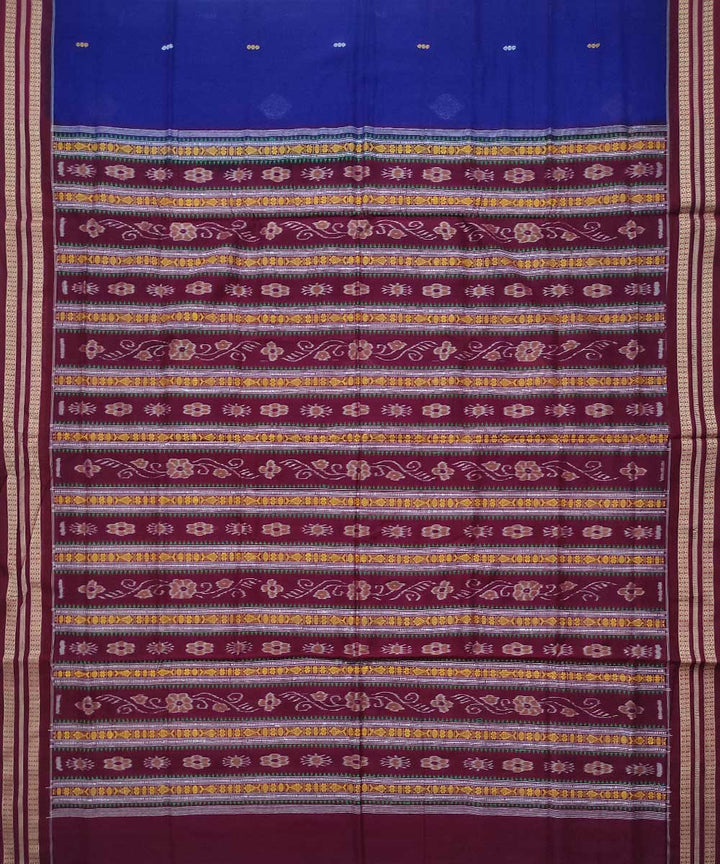 Royal blue maroon bomkai handloom cotton saree