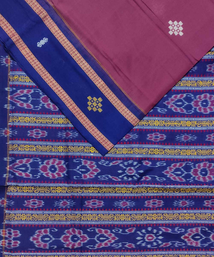 Purple navy blue cotton handloom bomkai saree