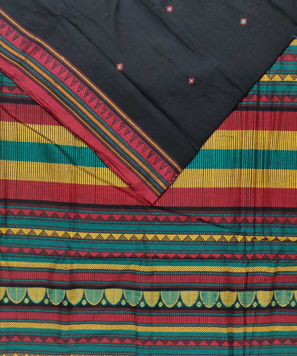 Black red cotton handloom dongoria saree