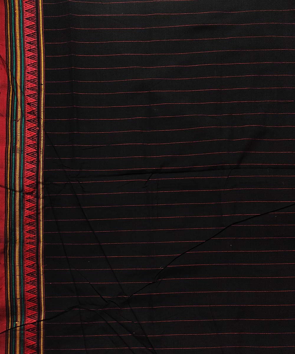 Black red cotton handloom dongoria saree