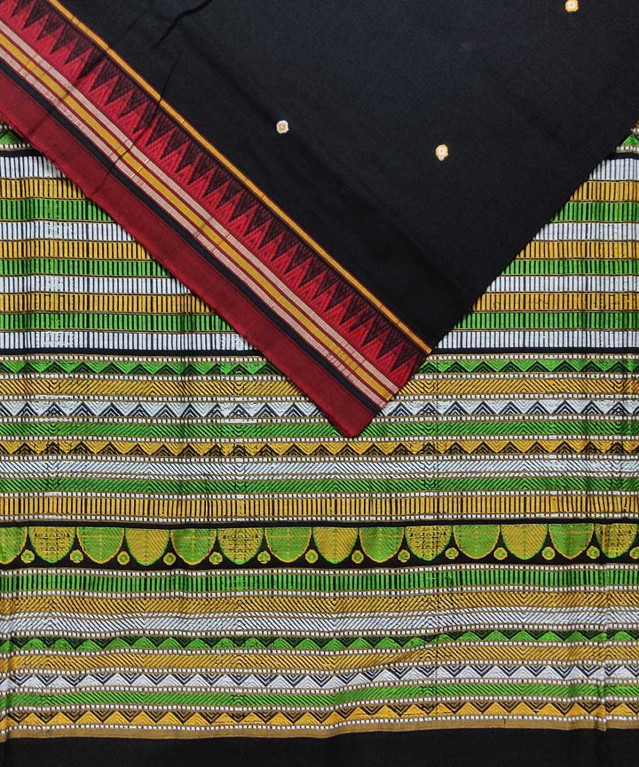 Black maroon cotton handloom dongoria saree