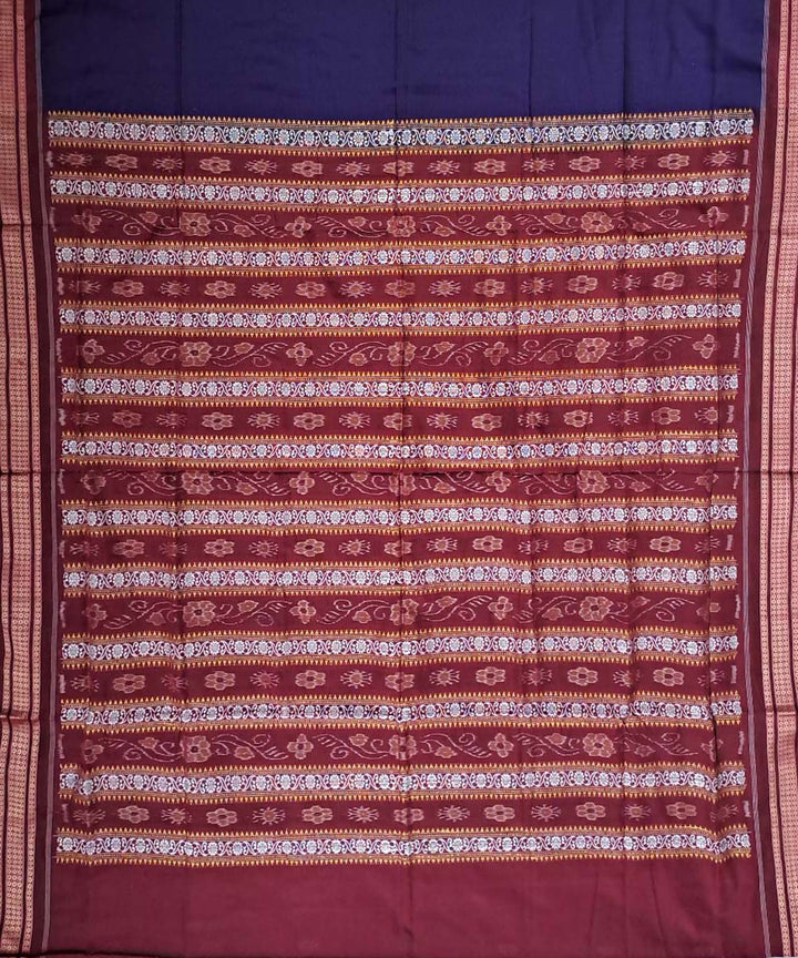 Navy blue maroon cotton handloom bomkai saree