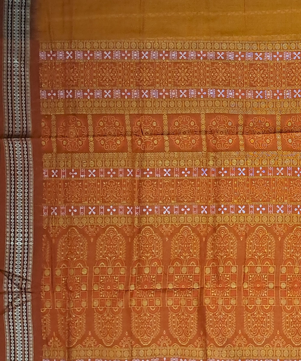 Yellow orange cotton handloom bomkai saree