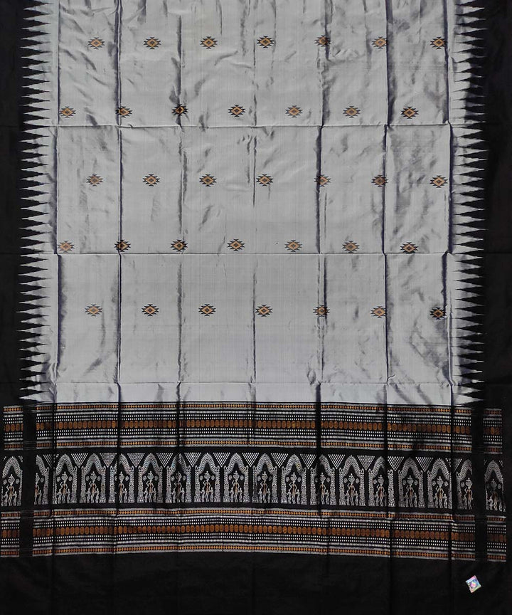 Grey black handloom silk sambalpuri dupatta