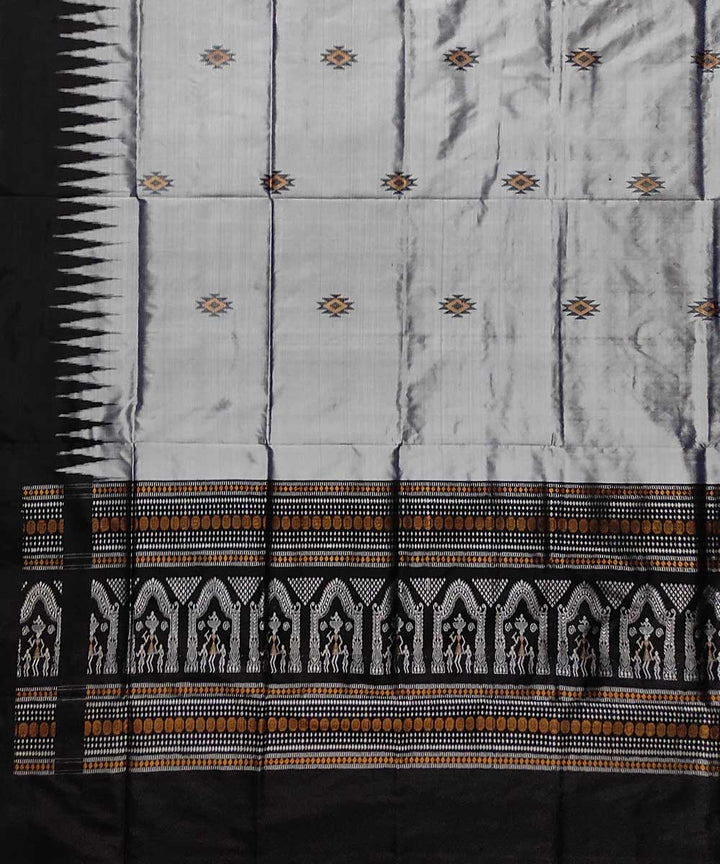Grey black handloom silk sambalpuri dupatta