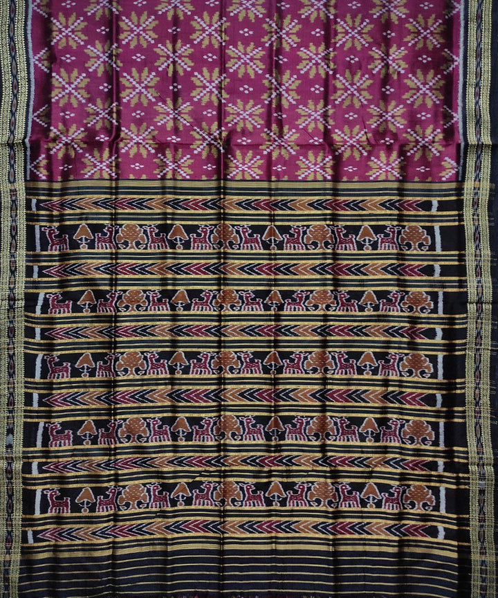 Purple black silk handloom khandua saree