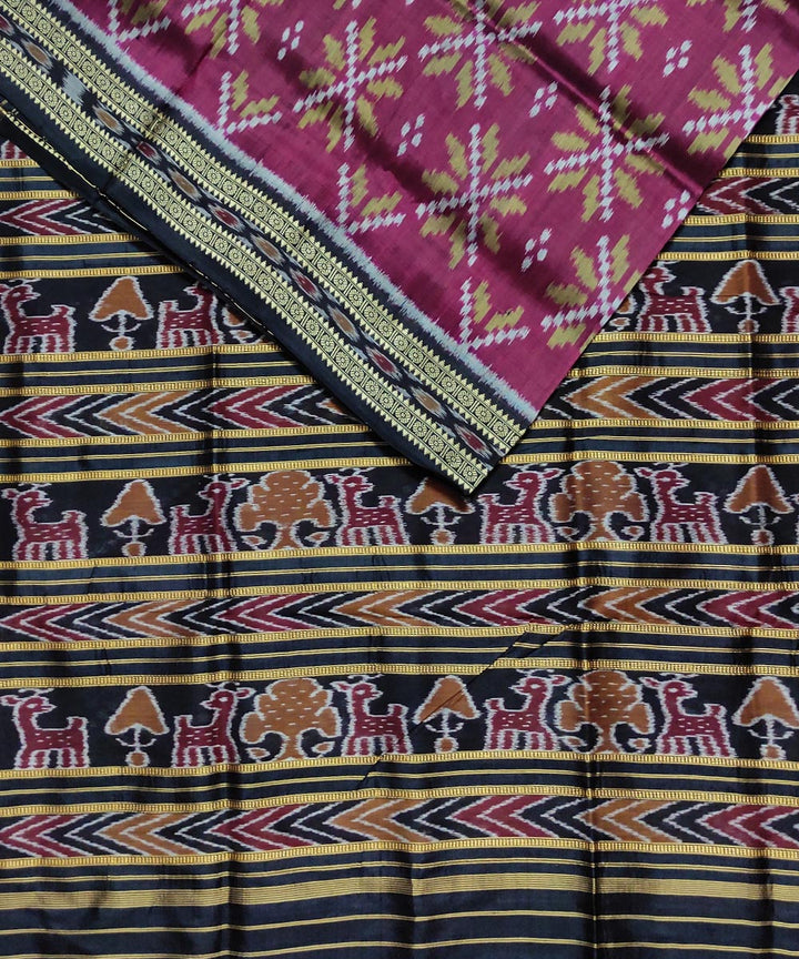 Purple black silk handloom khandua saree