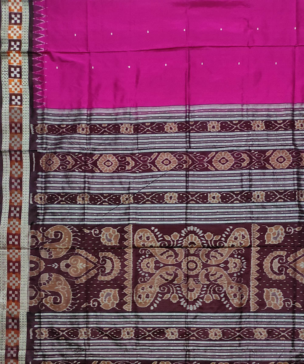 Magenta maroon silk handloom sambalpuri saree