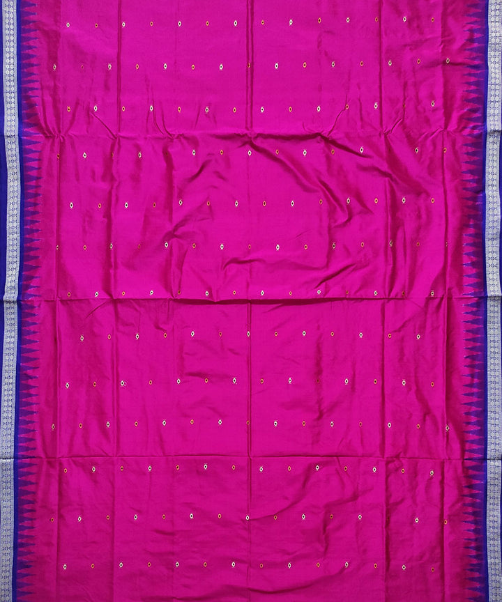 Pink blue silk handloom bomkai saree