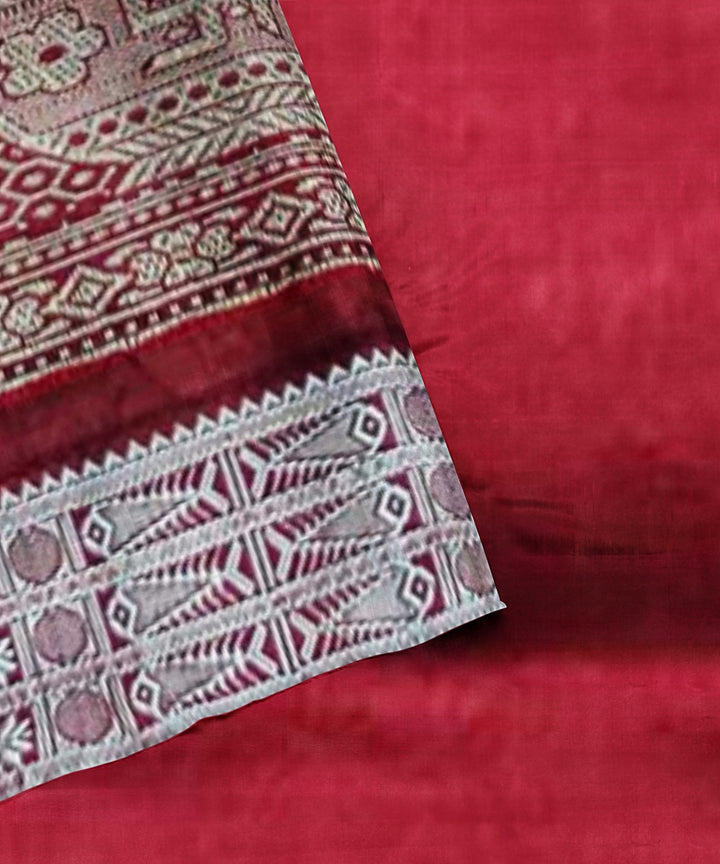 Red cofee brown silk handloom bomkai saree