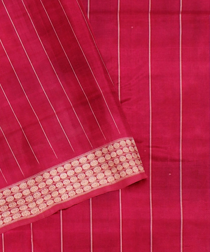 White pink silk handloom sambalpuri saree