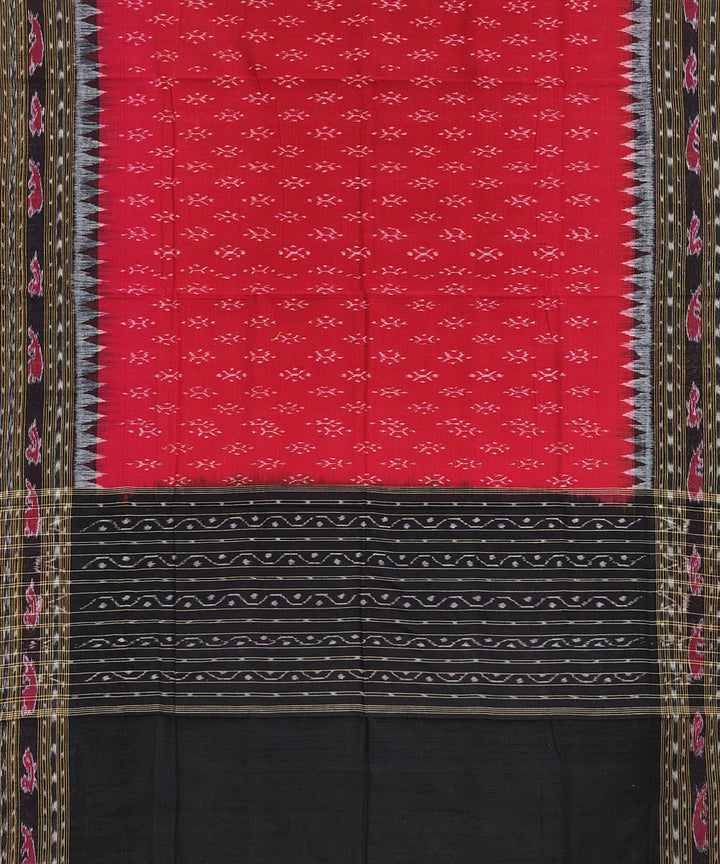 Red black handwoven cotton sambalpuri dupatta