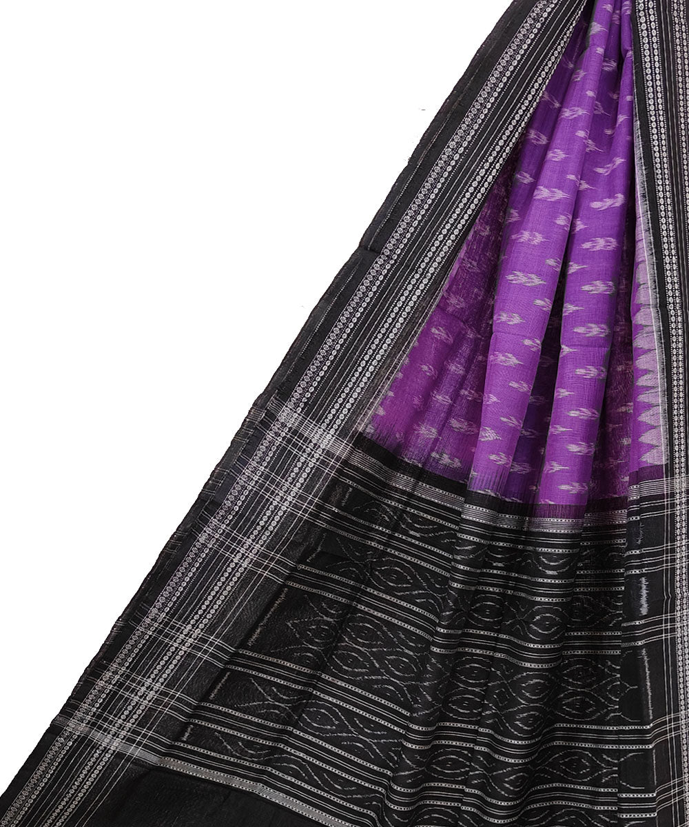 Purple black handwoven cotton sambalpuri dupatta