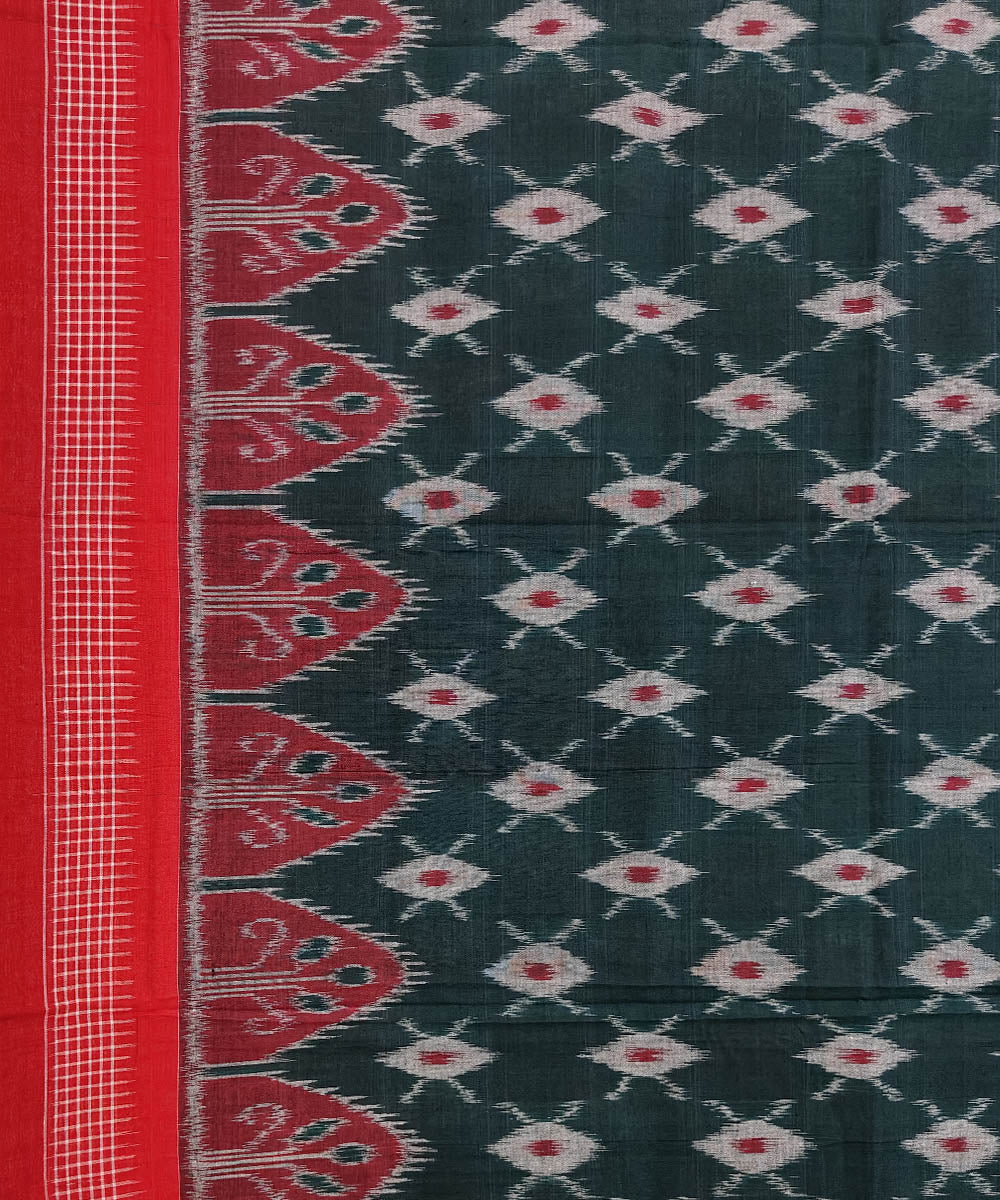 Green red handloom cotton sambalpuri dupatta